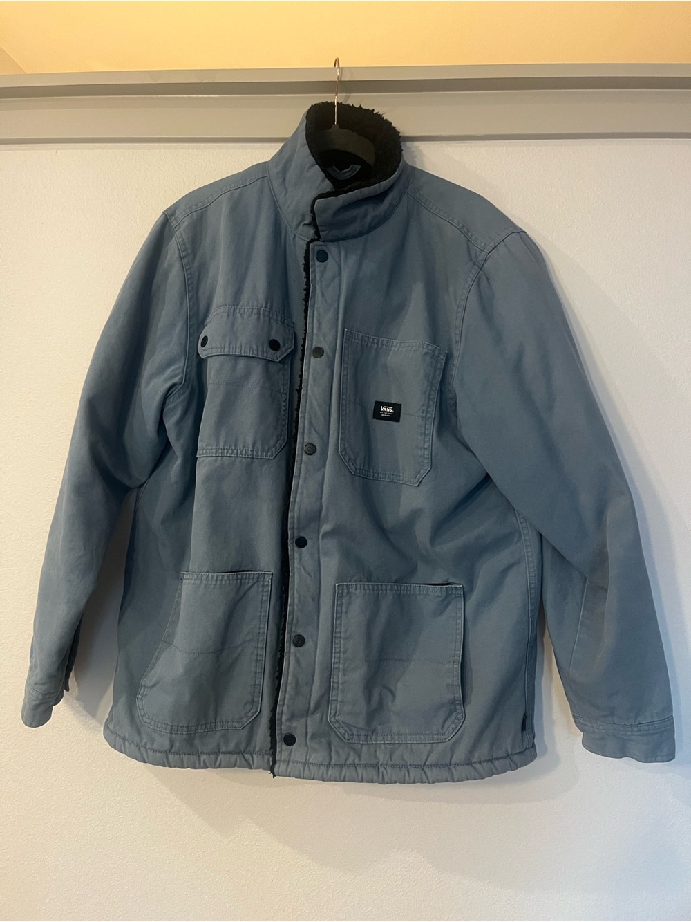 Vans Black Sherpa Drill Coat with Light Blue Trim
